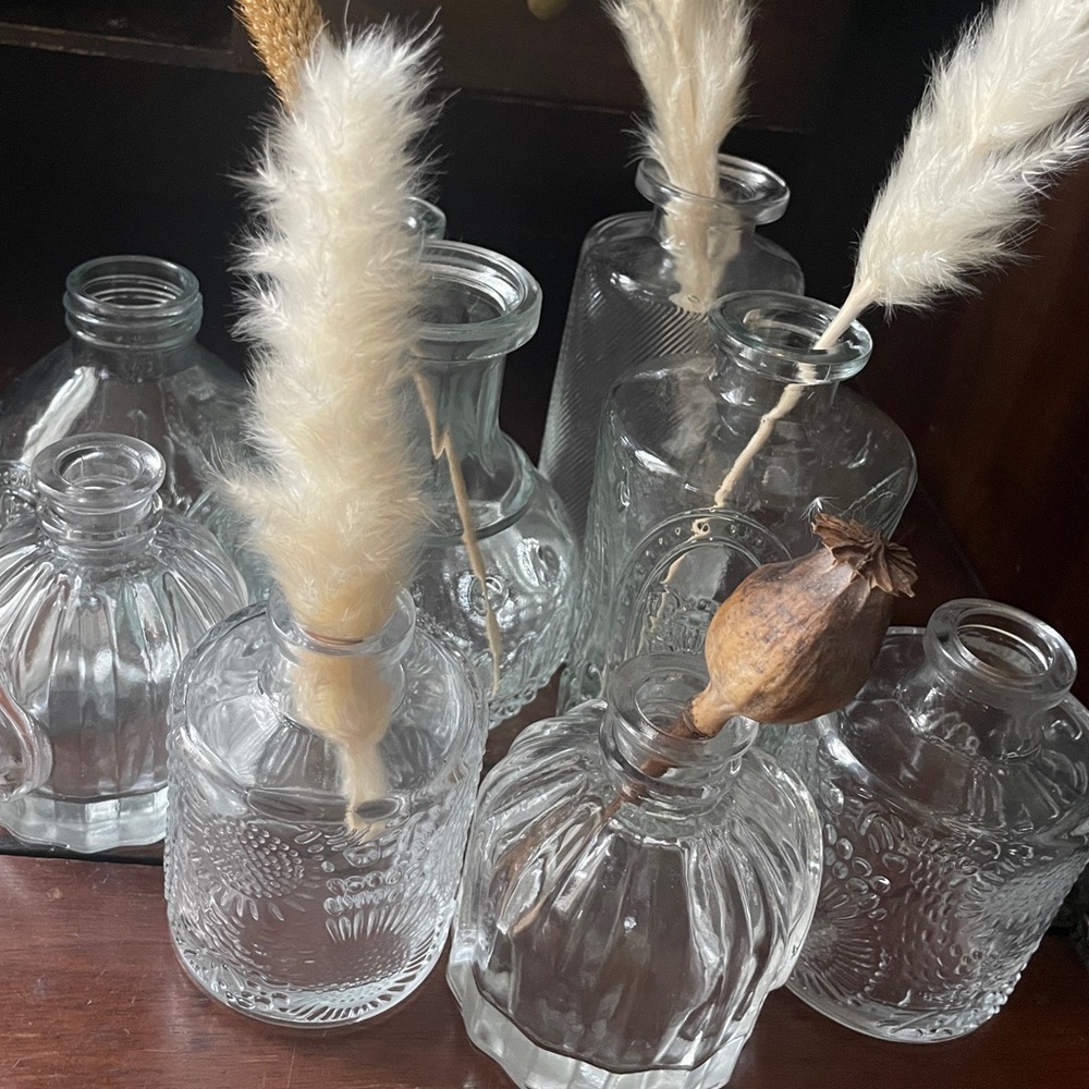 Embossed Glass Bud Vases Set - Picture 2 of 10